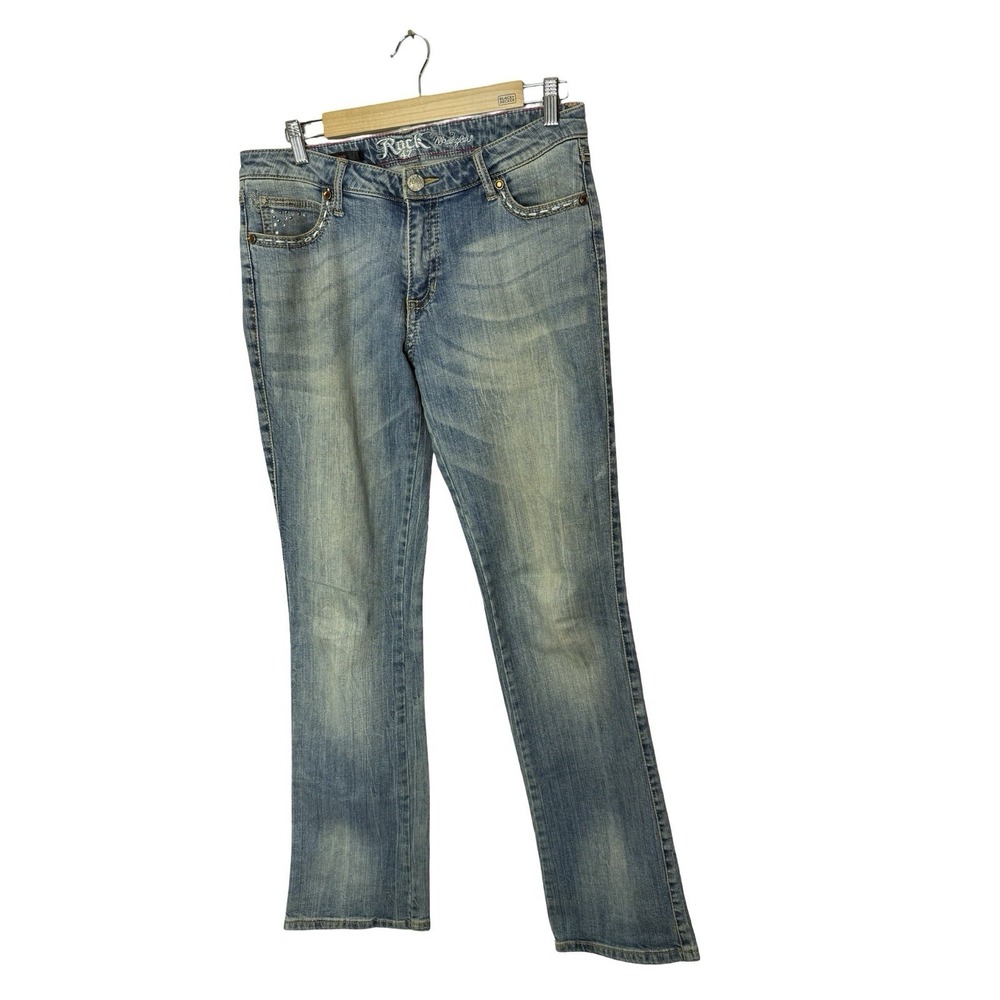 Rock 47 Wrangler Jeans Size 9/10 Lowrise Rhinestone Bootcut Slim Ranch Rodeo